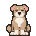 Pixel golden retriever sitting, facing you
